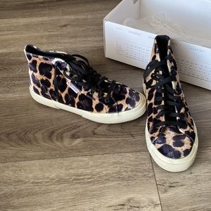 Very gently used Superga leopard high top sneakers